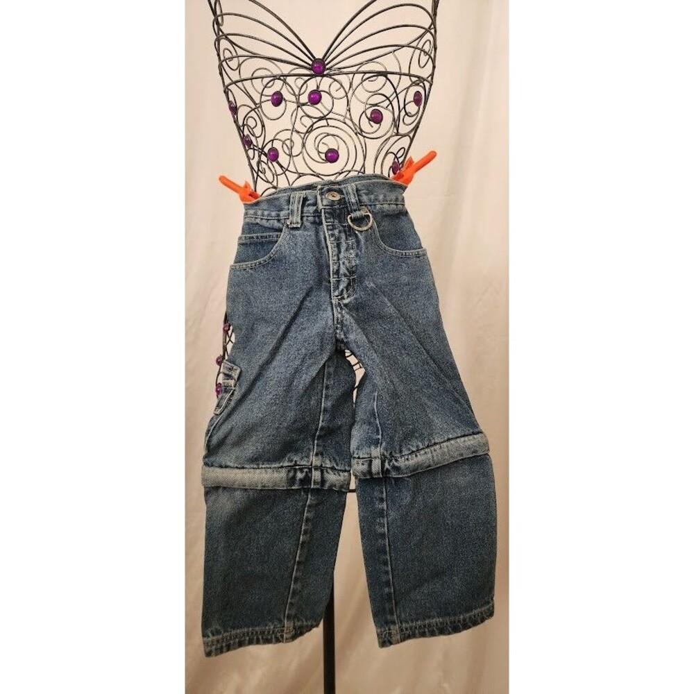 Carters Watch the Wear Carpenter Denim Jeans Pants To Shorts Boys Size 4 Vintage - Picture 2 of 12